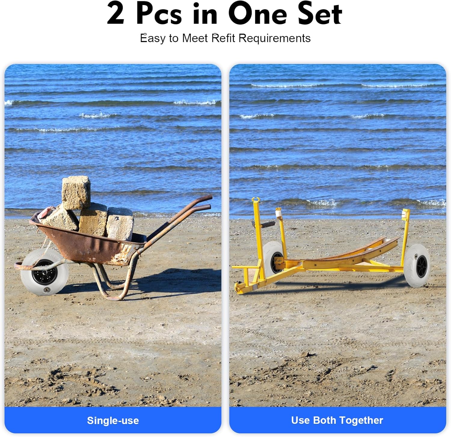 Beach Balloon Wheels 2 Pack 9  - đánh giá và giá Fishing Kayak Cart