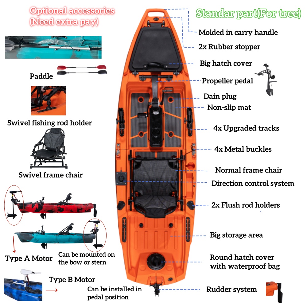 Super Lightweight 10ft Modular - đánh giá và giá Fishing Kayak Pedal Drive